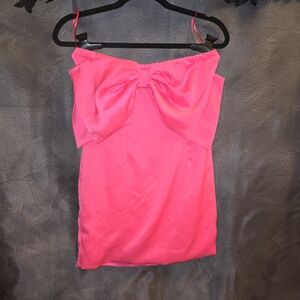 Vibrant Pink Strapless Dress with Bow